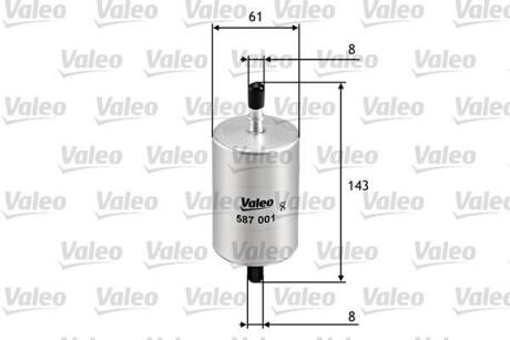Фільтр паливний CITROEN Berlingo/C-Elysee/C15/C2/C3/Evasion/Jumpy/Saxo/Xantia "1,0-2,9 "88>> Valeo 587001