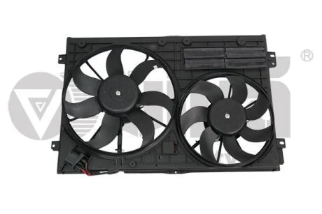 Вентилятор радіатора у зборі з блоком управління, із заслінкою Audi A3/VW Touran (03-13) Vika 91210547901